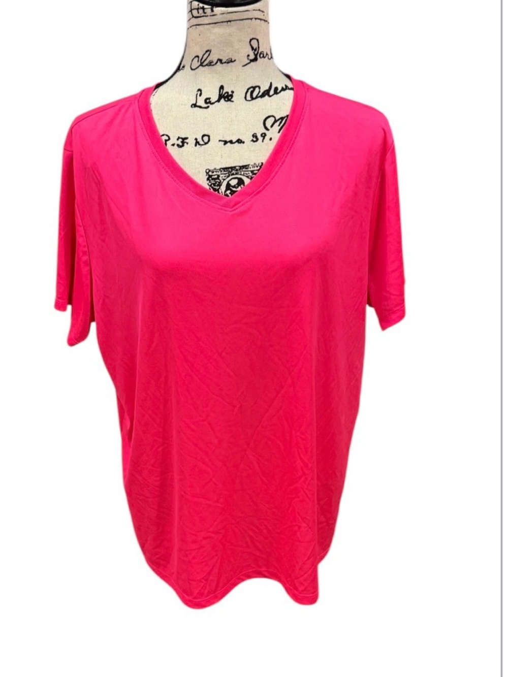 Hanes Athletic V-Neck Workout top Size 3X Bright Pink